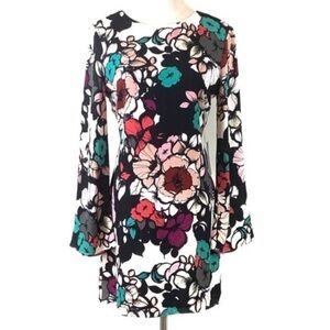 Express Floral cut out back, long bell sleeve mini dress. Size 0